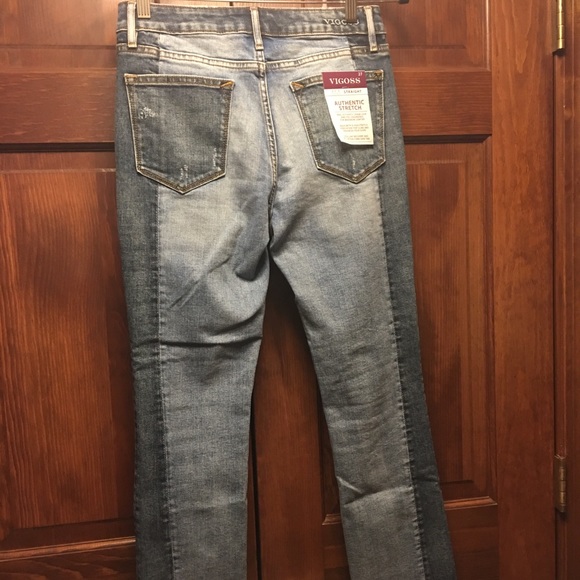 NWT Vigoss Straight Ace Two-Tone High Rise Jeans - Picture 6 of 8
